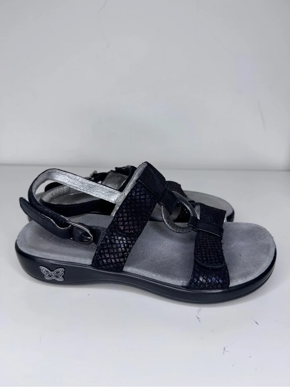 Alegria Julie Black Leather Sandals